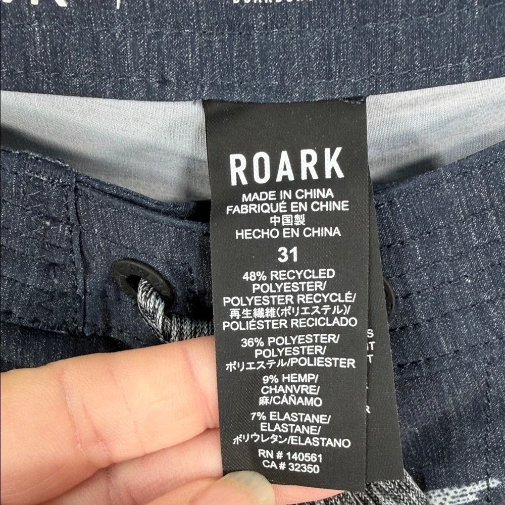 Roark The Chiller Boardshorts Mens 31 Navy Southwestern Print Hemp Blend Trunks‎